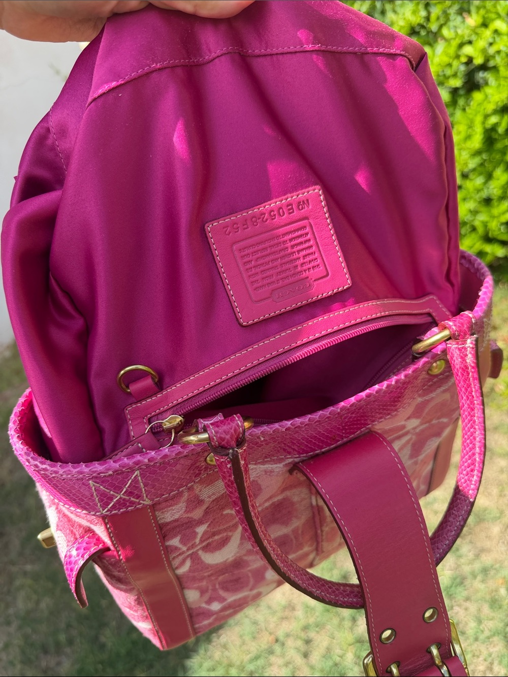Vintage Coach 8F52 Pink Chenille Python Butterfly Tote NWT Y2K Rare - Picture 13 of 17